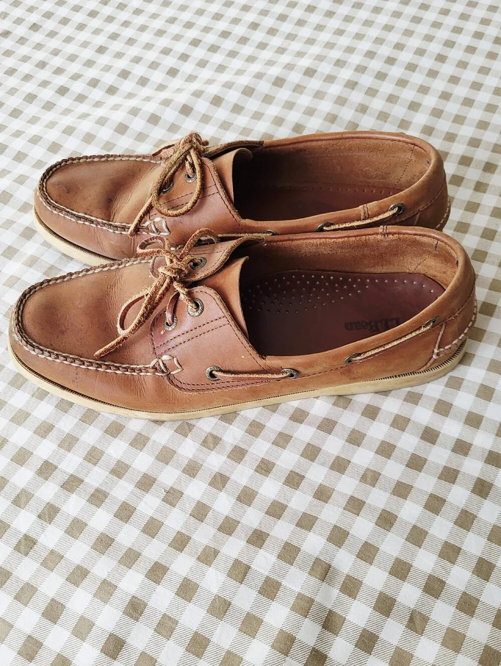 L.L.Bean Men's Brown Leather Boat Shoes, Size 10.5 D
